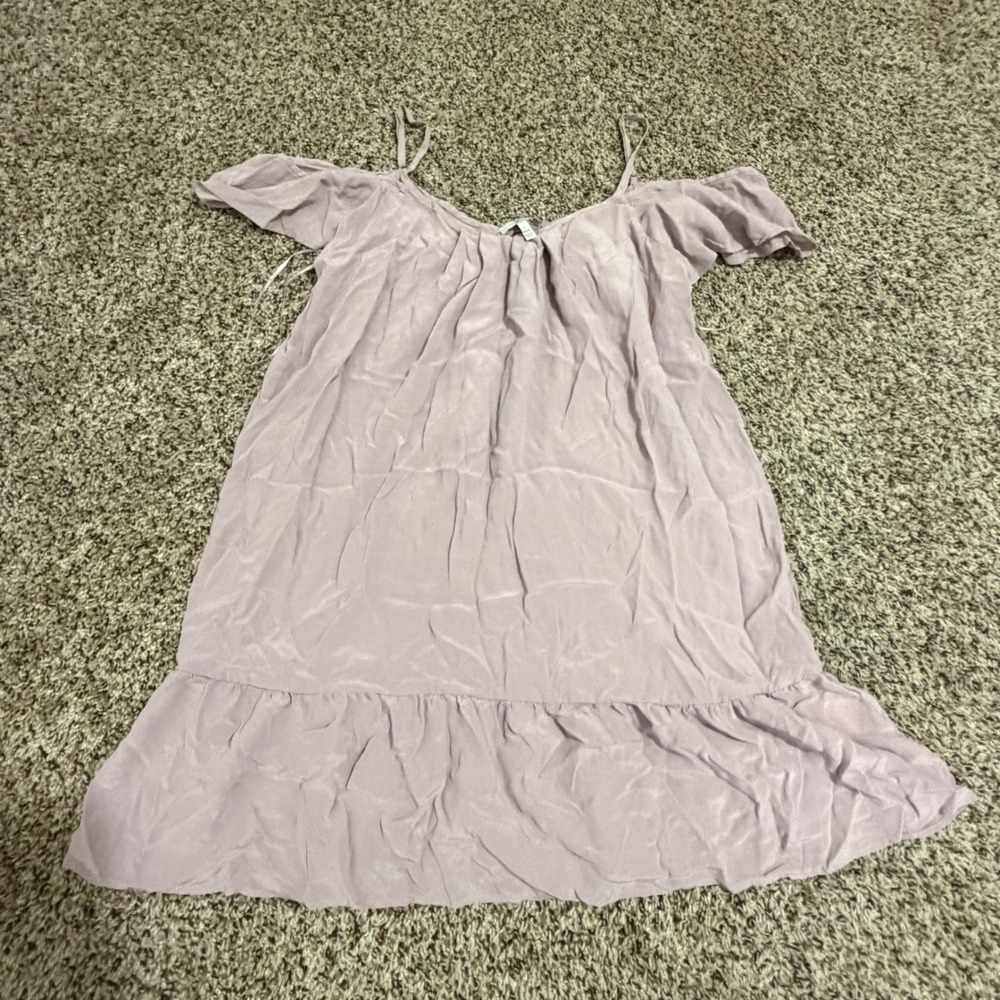 Joie Lavender Mauve 100% Silk Off Shoulder Ruffle Blouse Small 355-D2823